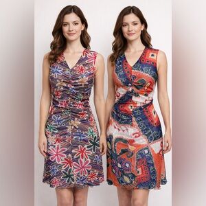 Isle by Melis Kozan Floral Reversible Sleeveless Dress Size XS